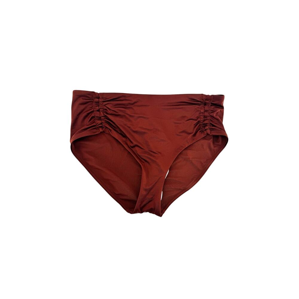 CALIA Women's Adjustable Tie Front Swim Bottoms Red Brown Shine XXL